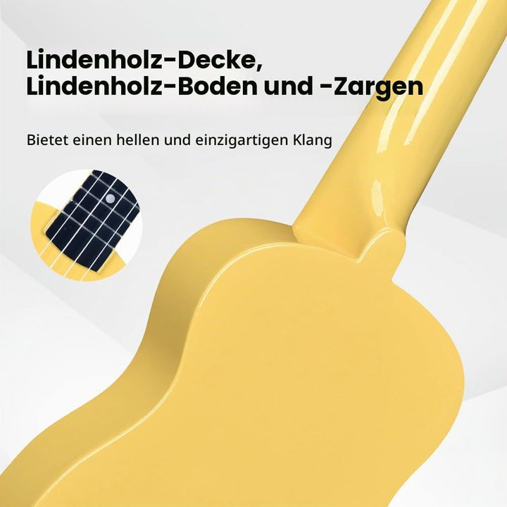 Winzz Sopran Ukulele Starter Kit für Anfänger mit Tasche, Clip-On Tuner, Zusätzlichen Saiten, Gurt,