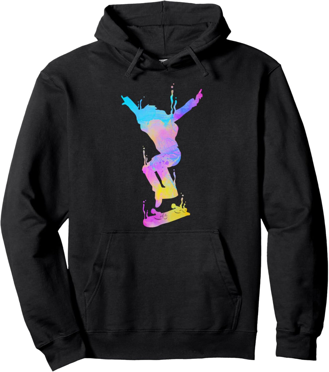 Skateboarder Skateboard Paint Splash Skater Kinder Pullover Hoodie