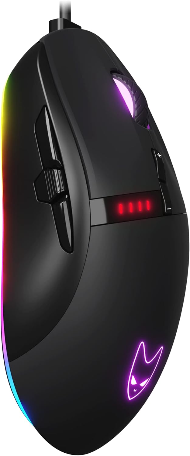 Oversteel - Invar USB Gaming Maus, 12400 DPI einstellbar, 9 programmierbare Tasten, 10 RGB Beleuchtu