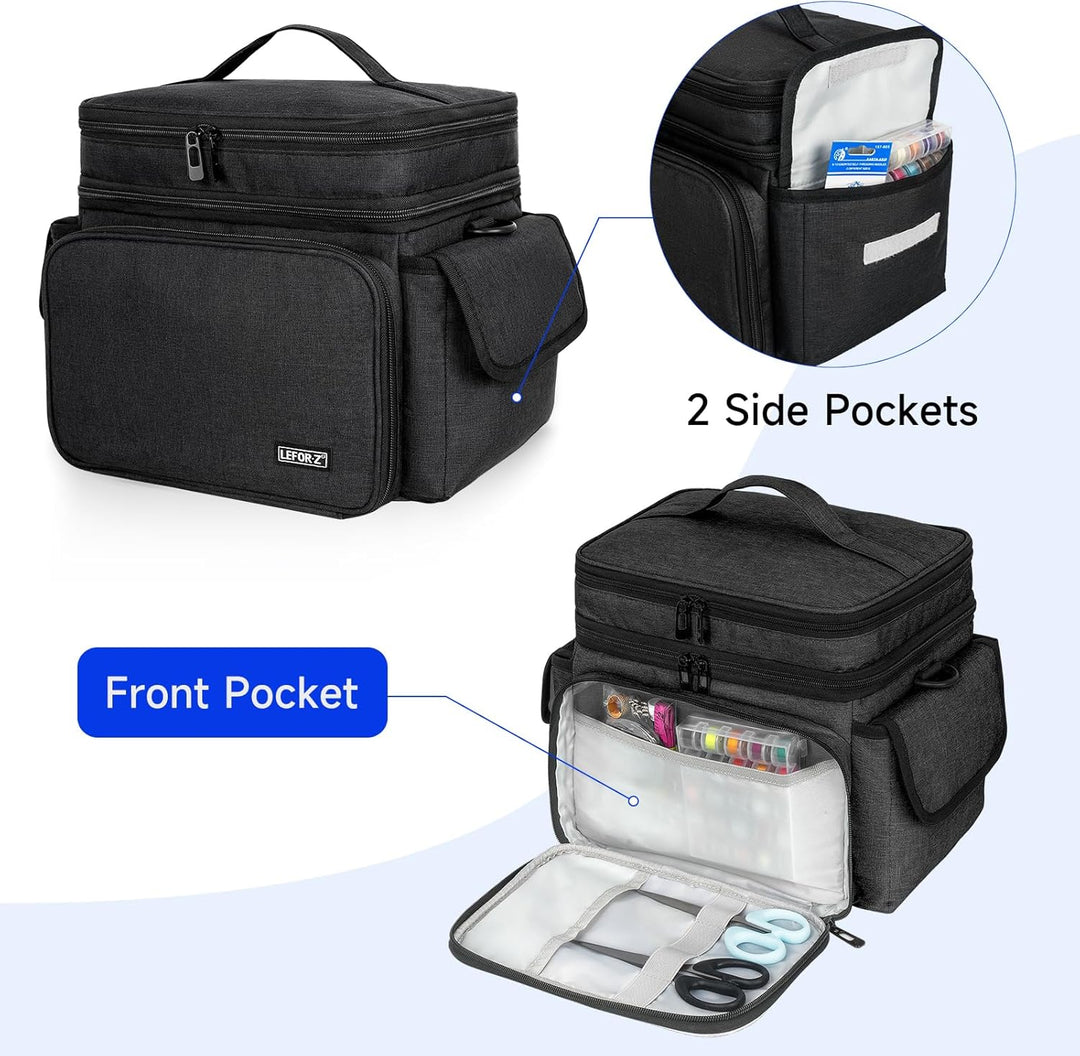 LEFOR·Z Nähzubehör Tasche,Nähset Aufbewahrungstasche Organizer,Doppelschicht Nähzeug Tragetasche für
