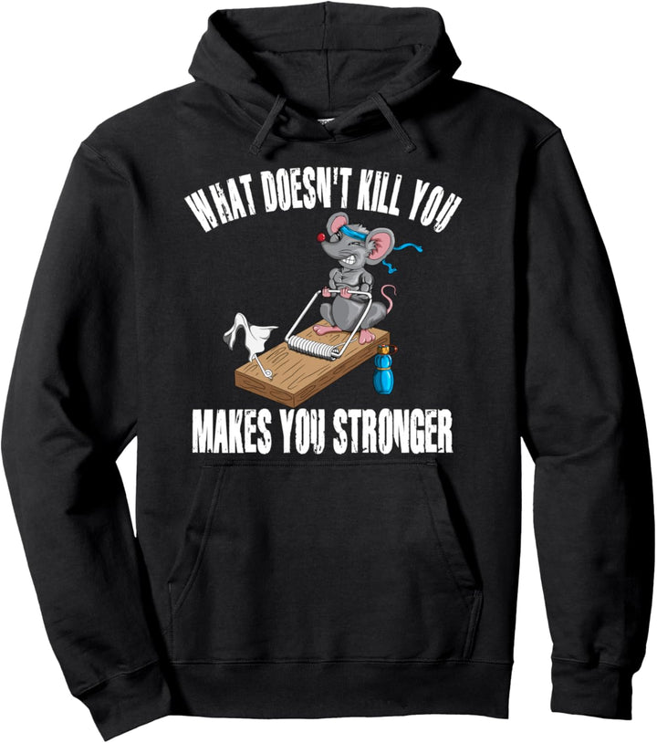 Lustige Maus Training Mausefalle Fitness Workout Bankdrücken Pullover Hoodie