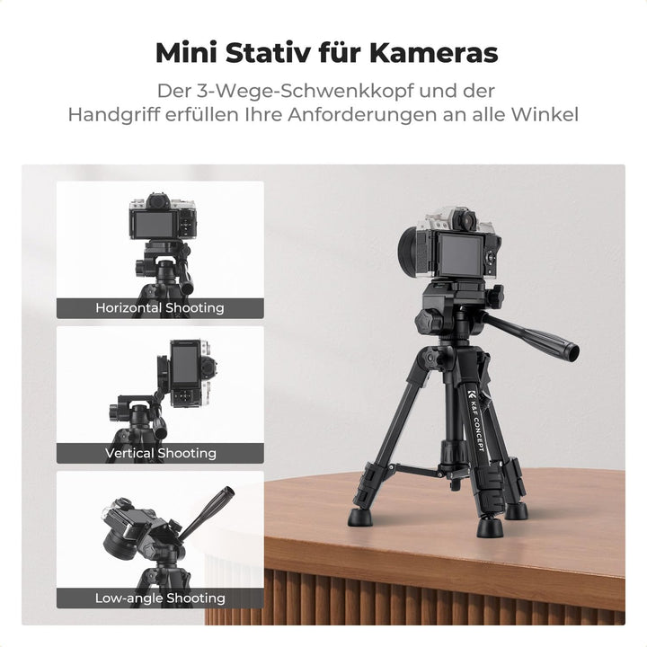 K&F CONCEPT Mini Tischkamerastativ, S233A0 25,5'' Stativ mit Fernbedienung, klein und tragbar für DS