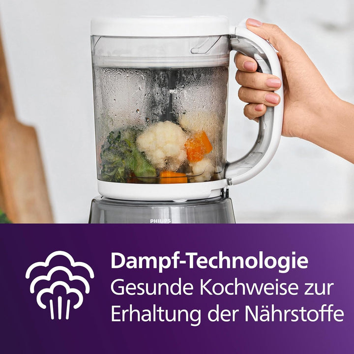 Philips Avent Geschenkset mit Dampfgarer und Mixer – 4-in-1-Babynahrungszubereiter, Dampfgaren, Mixe