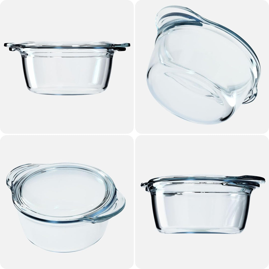 KADAX Auflaufform aus hitzebeständigem Glas, feuerfestes Gefäss, Glasbräter mit Deckel und Griffe, G