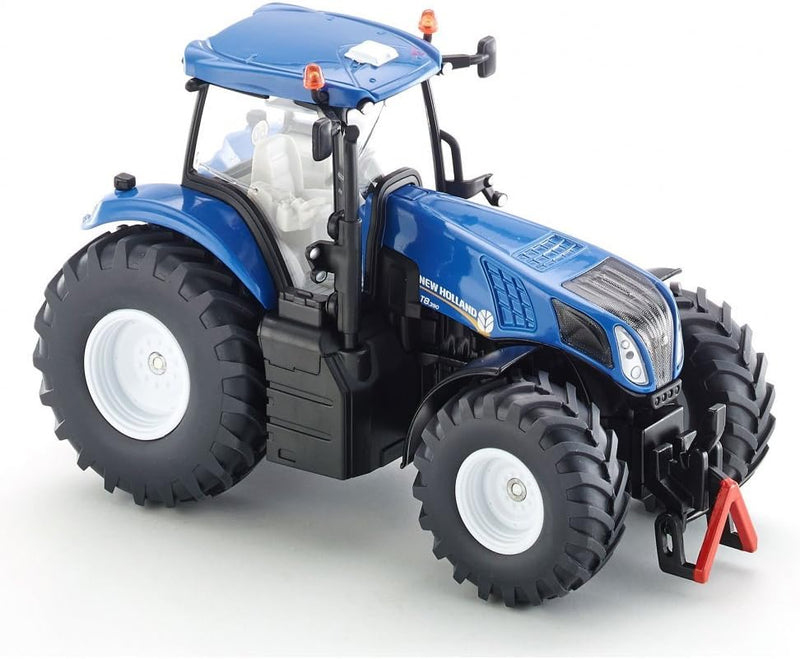 siku 3273, New Holland T8.390 Traktor, 1:32, Metall/Kunststoff, Blau, Achsschenkellenkung und Kupplu