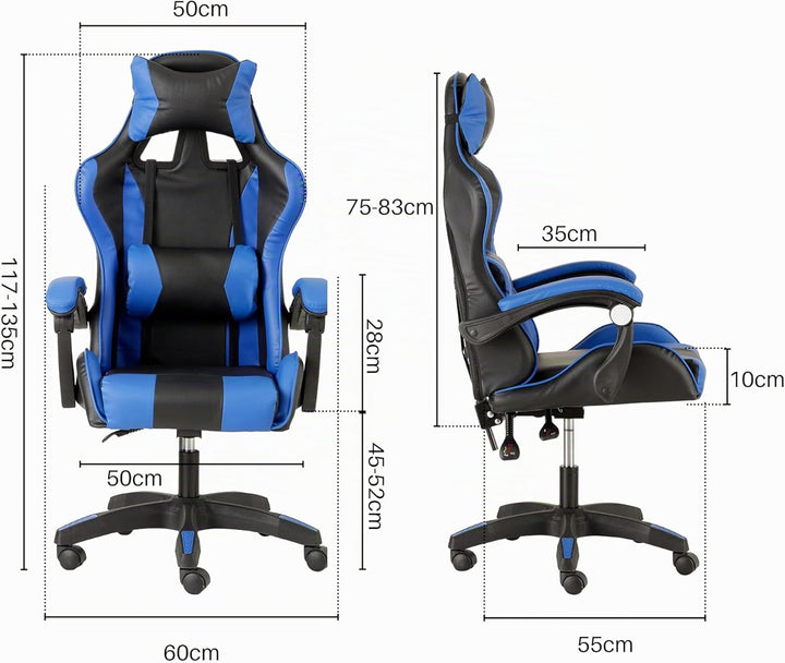 Baroni Home Gaming-Stuhl, ergonomischer Bürostuhl, gepolstert Gaming Sessel mit bequemer, Verstellba