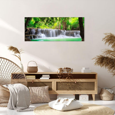 Wandbilder Dekoration Wohnzimmer Wasser Park Natur Landschaft Panorama Bilder auf Leinwand 120x50cm