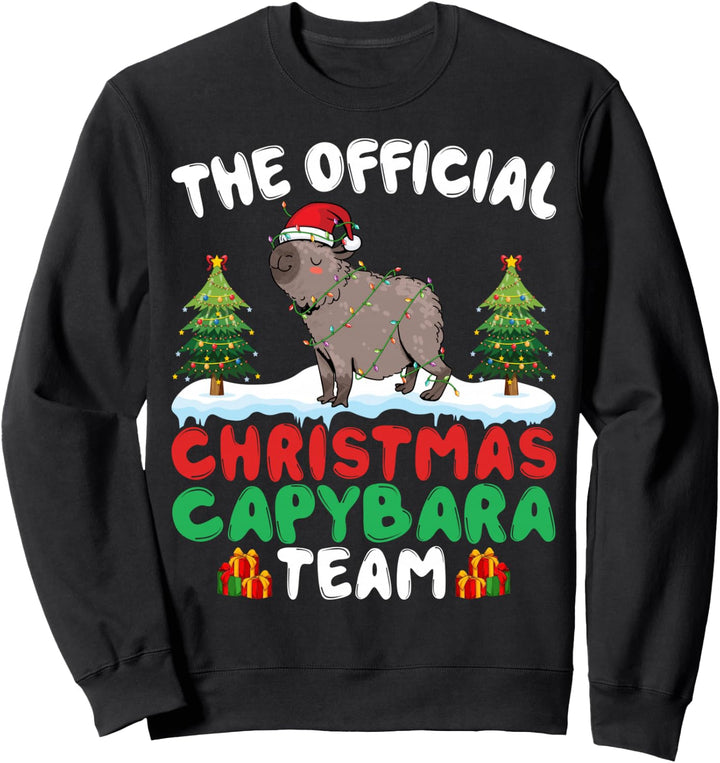 Christmas Capybara Team - Capybara Wearing Santa Hat Xmas Sweatshirt