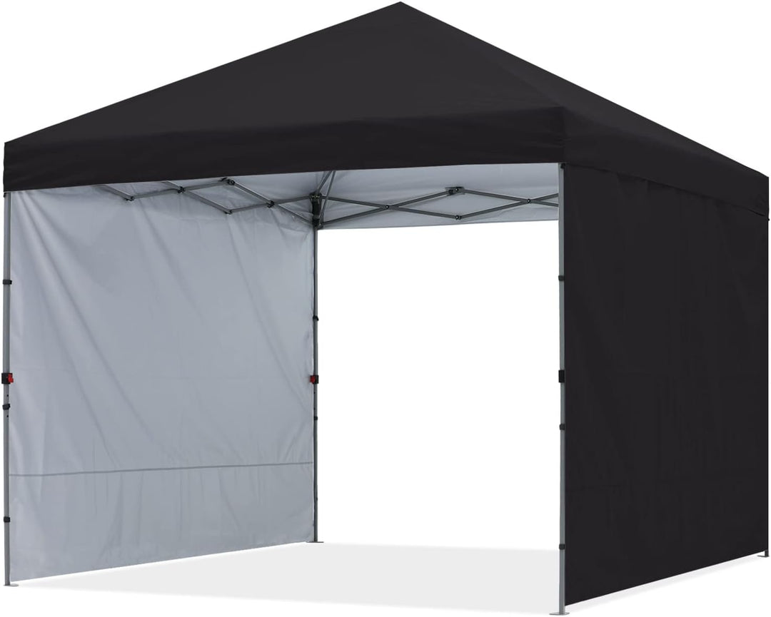 ABCCANOPY Faltpavillon UV50+ mit 2 Seitenwänden, Schwarz 270 cm | 500D Polyester,wasserdicht, 4 Sand