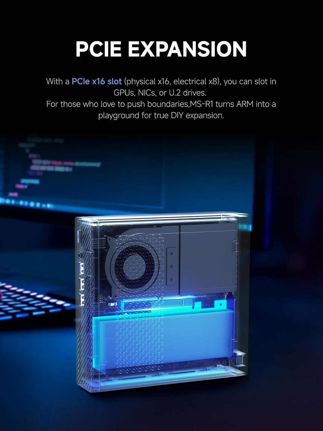 MINIS FORUM ARM Mini Workstation MS-R1 mit UEFI-Boot, Integrierter ARM-basierter CPU CP8180(12C/12T,