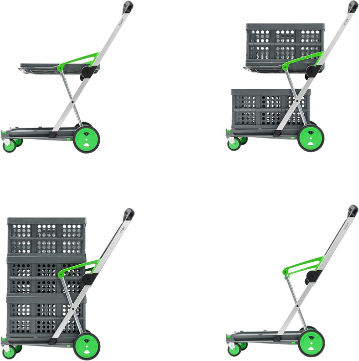 CLAX® Der Innovative Fahrwagen | Faltwagen | Claxmobil | Trolley | mit Klappbox | grün