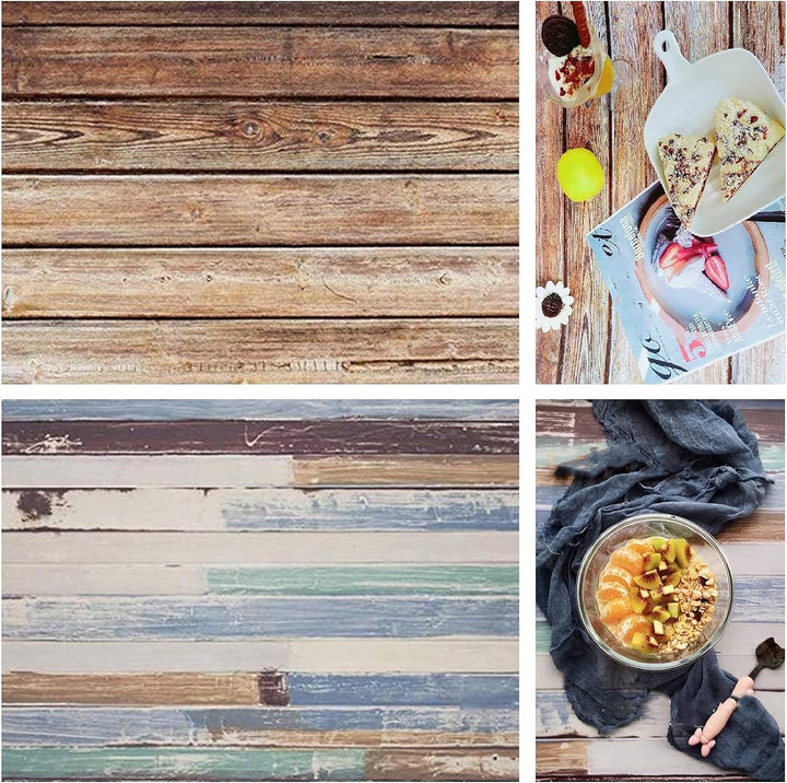 Selens 3 Stück 2 in 1 Hintergrund Marmor Mehrfarbig Holzmaserung und Betonzementwand 56x88cm Flat La