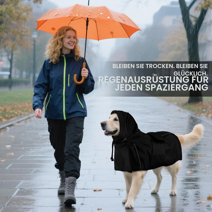 Hunde-Regenmantel – wasserdicht und reflektierend, verstellbare Passform mit Loch für die Leine und