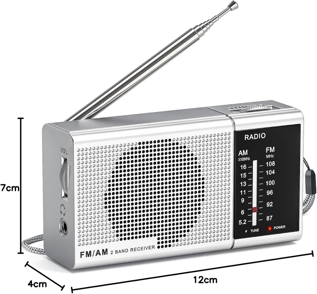Tendak Klein Radio Batteriebetrieben AM FM, Transistorradio Tragbares Radio mit Grossartiger Empfang