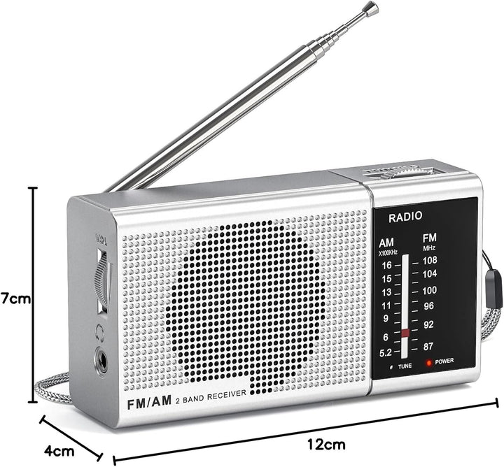 Tendak Klein Radio Batteriebetrieben AM FM, Transistorradio Tragbares Radio mit Grossartiger Empfang