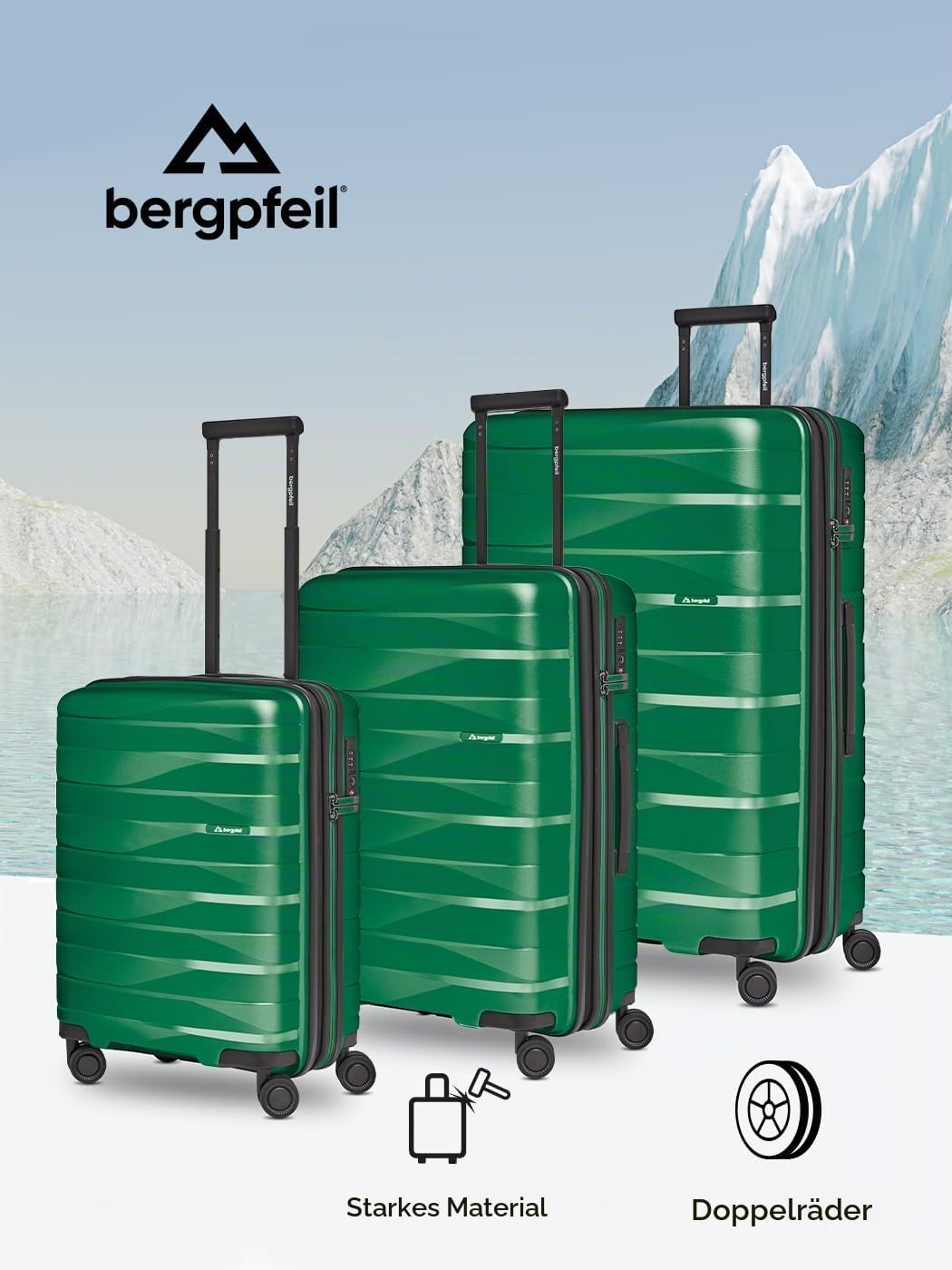 Koffer-Set 3-teilig |Hochwertiges Polypropylen-Material |mit Dehnfalte erweiterbares Koffer-Set Unis