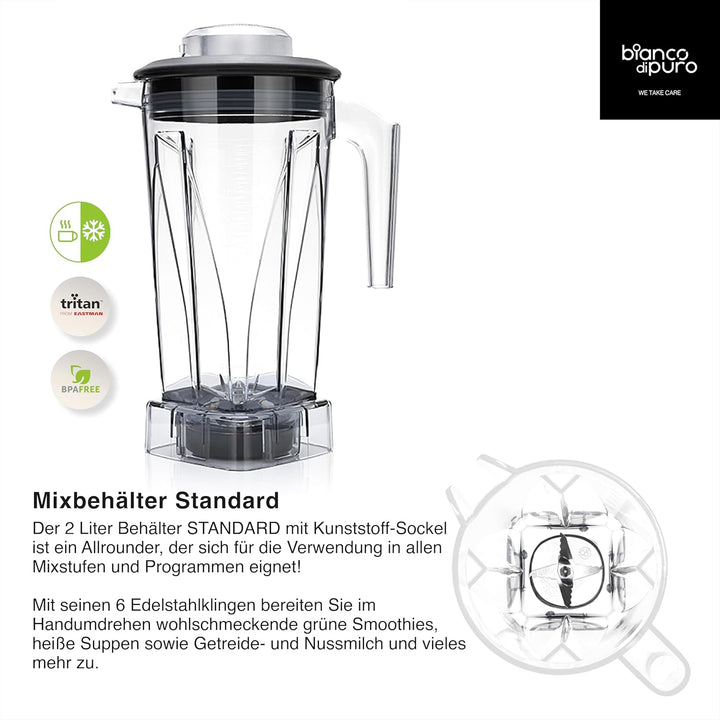 Hochleistungsmixer Verde Smoothie Maker 1400 Watt bis 32.000 U/Min - iPMS - 3 Mixprogramme - 2 Liter