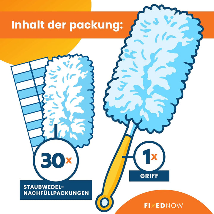 30er XXL Staubmagnet Nachfüllpack Tücher Set für Swiffer Duster I Staubwedel Starterset Kit inkl. St