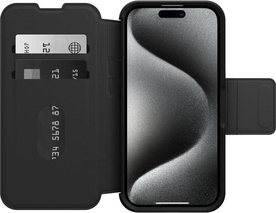 OtterBox Strada Hülle für iPhone 15 Pro für MagSafe, stossfest, sturzsicher,Premium Lederfolio mit z