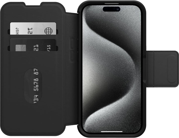 OtterBox Strada Hülle für iPhone 15 Pro für MagSafe, stossfest, sturzsicher,Premium Lederfolio mit z