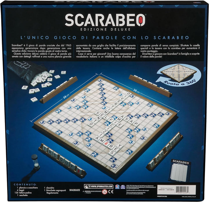 Scarabeo 60th Anniversary Premium Edition by Editrice Giochi Rotating Scrabble Board Game | Word Gam