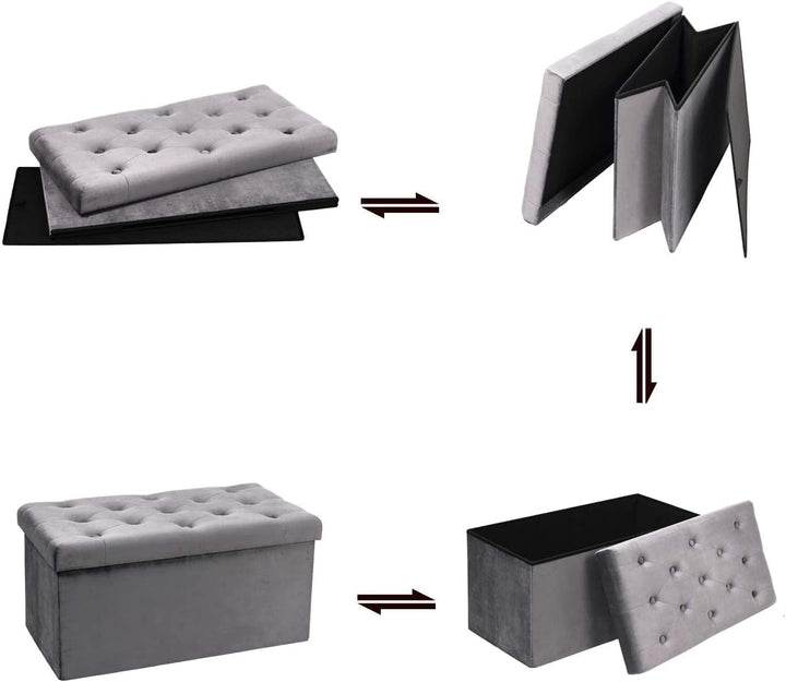 Bonlife Sitzbank mit Stauraum Aufbewahrungsbox mit Deckel Stoff Stauraum Schlafzimmer Möbel Faltbare