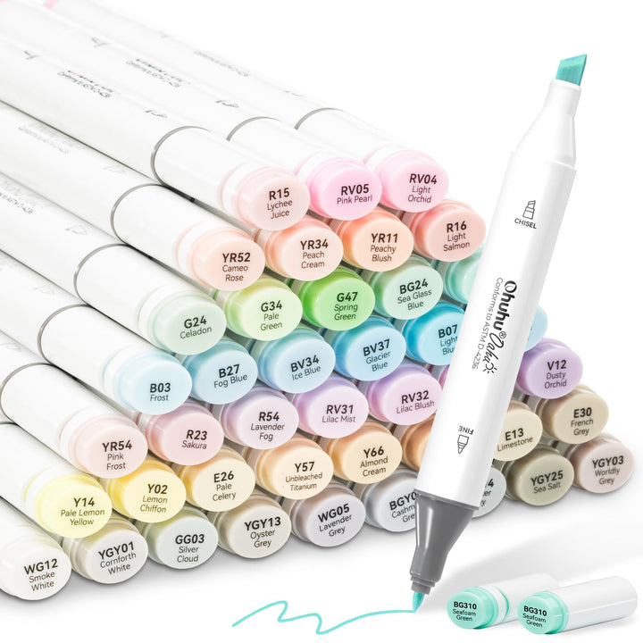 Ohuhu Pastel Marker Stifte, 48 Farben Permanent Marker Stiften Marker Pen verdoppelt spitzt Kunst Sk