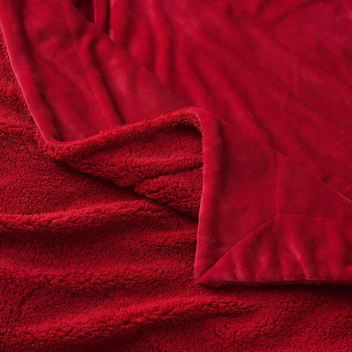 SOCHOW Sherpa Decke Klassisch Rot zweiseitige Wohndecken Kuscheldecken, extra Dicke warm Sofadecke/C