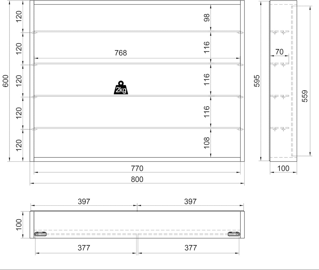 VCM 912949 Vitrine Sammelvitrine Wandvitrine Wand Schrank Regal Hängeregal Hängevitrine Holz Buche 6