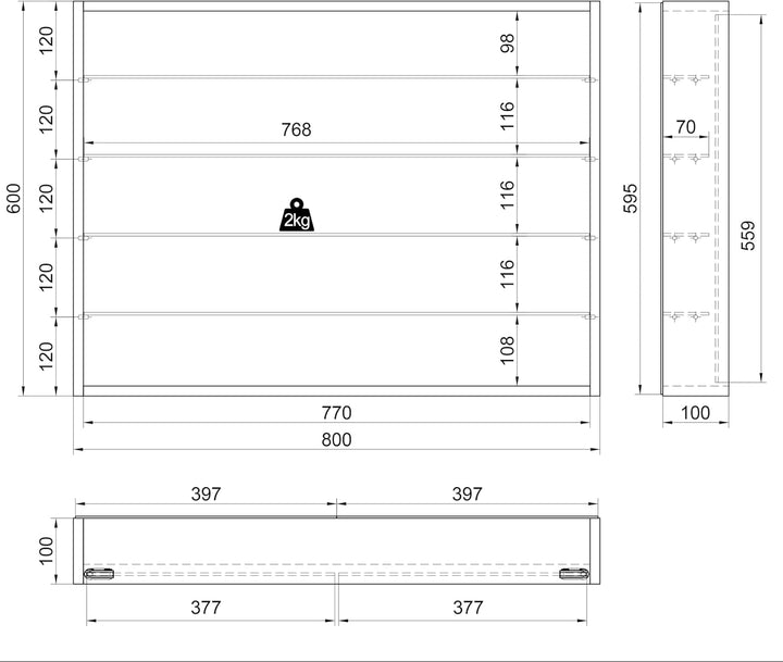 VCM 912949 Vitrine Sammelvitrine Wandvitrine Wand Schrank Regal Hängeregal Hängevitrine Holz Buche 6