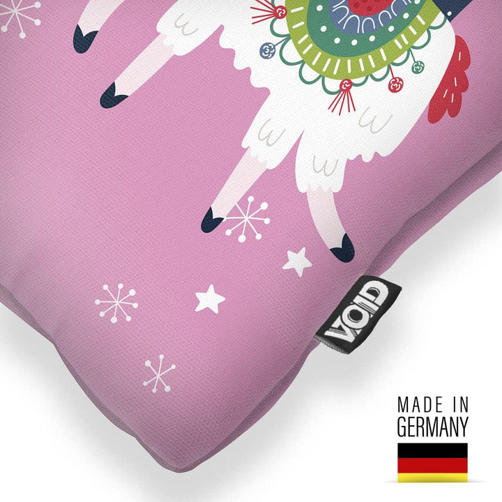 VOID Lamas Weihnachten rosa Kissenbezug Kissenhülle Sofakissen Kissen Deko Weihnachten Winter Weihna