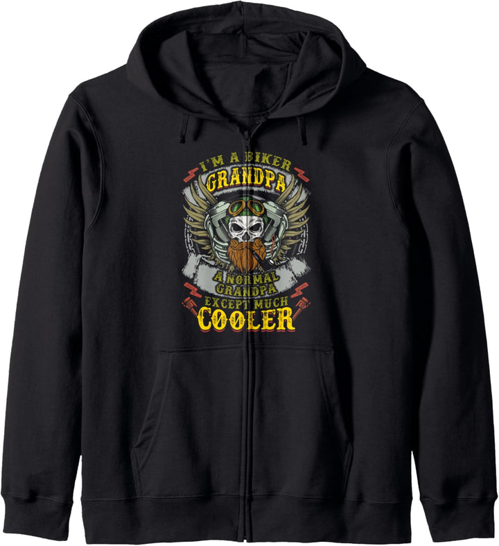 Biker Grandpa Gift Men Skull Beard Pipe Motorcycle Cooler Kapuzenjacke