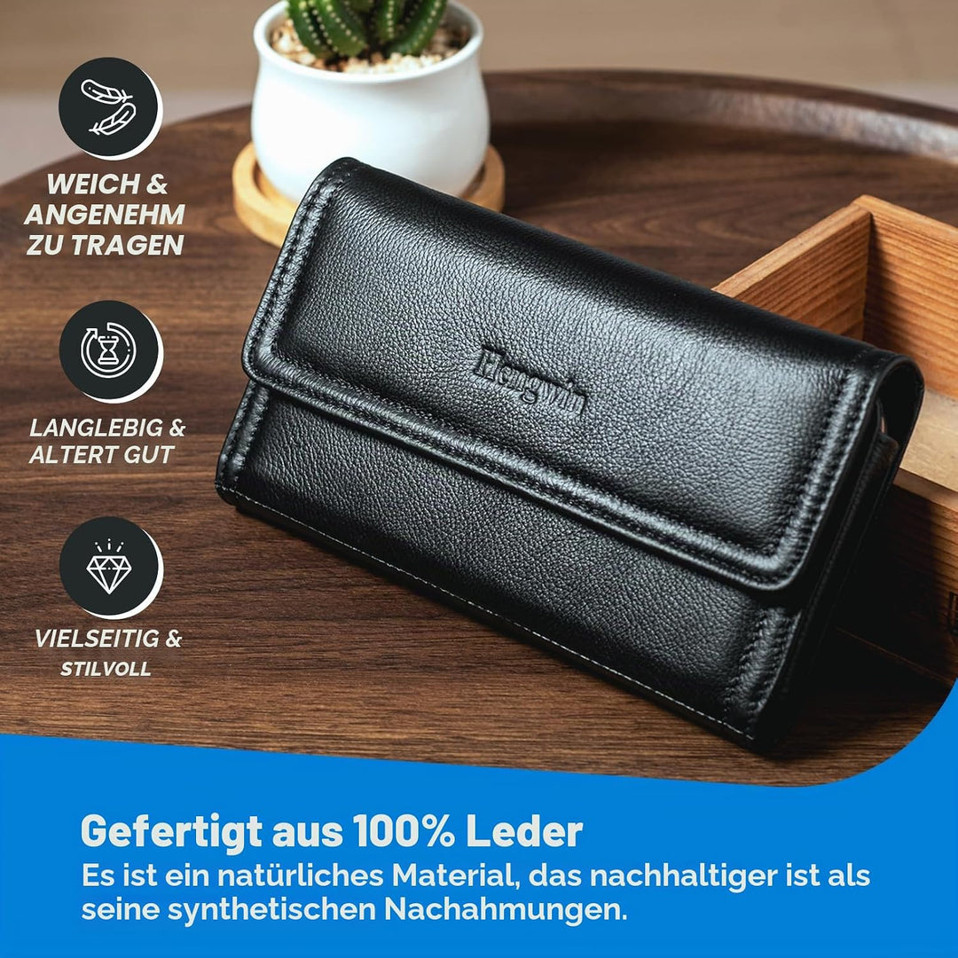 Hengwin Leder-Handy-Holster mit Gürtelschlaufe, passend für iPhone 15 Pro Max 14 Plus, Samsung Galax