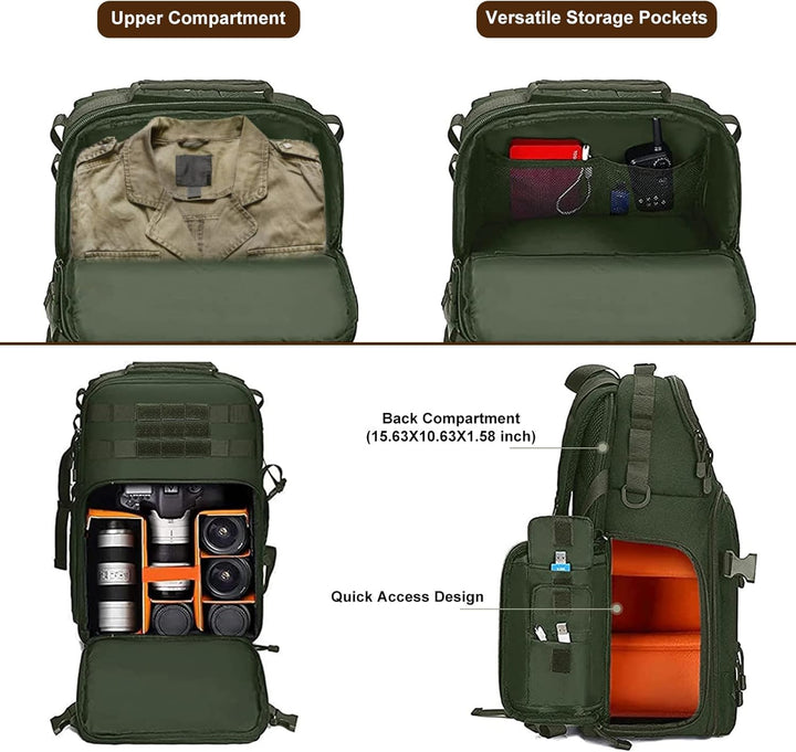 MOSISO Kamerarucksack, DSLR/SLR/Spiegellose Fotografie Taktisch Kamera Tasche Hülle Wandern im Freie