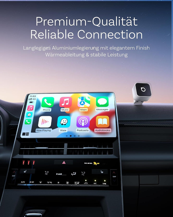 OTTOCAST MINI 3.0 Slim 2026 Upgrade Wireless CarPlay &amp; Android Auto Adapter | 2-in-1 Dongle, Wandelt