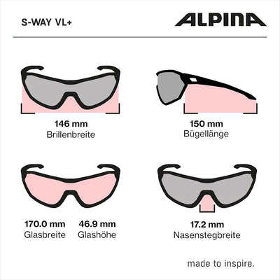 ALPINA S-WAY V - Selbsttönende, Bruchfeste & Beschlagfreie Sport- & Fahrradbrille Mit 100% UV-Schutz