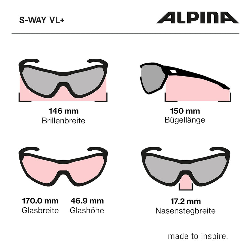 ALPINA S-WAY V - Selbsttönende, Bruchfeste & Beschlagfreie Sport- & Fahrradbrille Mit 100% UV-Schutz