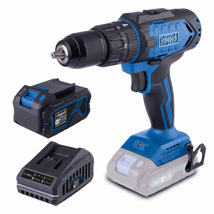 Scheppach Akku-Schlagbohrmaschine C-CD45-X 20V | 3in1 Funktion | Drehmoment 45Nm | Drehmomentstufen