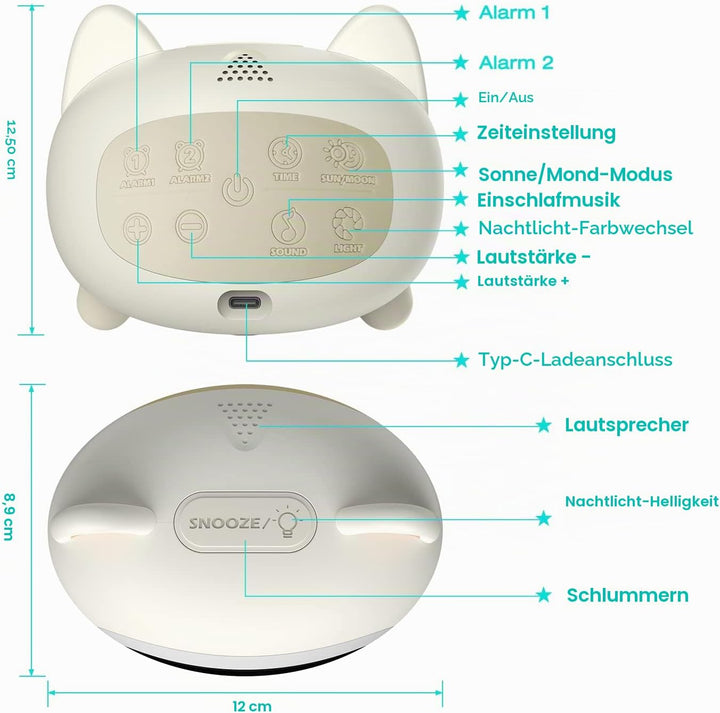 Lemnoi Kinderwecker Lichtwecker für Jungen und Mädchen, Batteriebetrieben Kinder Schlaftrainer mit N