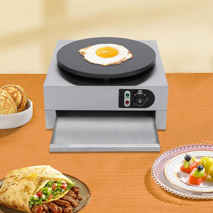 Loobiiny 3000W Crepes-Maker Crepesgerät Edelstahl Elektro Crepes Crepesplatte Crepe Crepespfanne Pan
