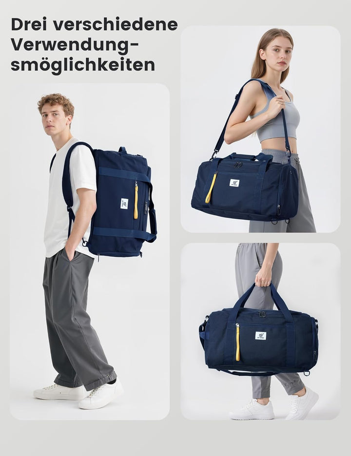SKYSPER Sporttasche Herren 40l, Sporttasche mit Rucksackfunktion Reisetasche Gym Tasche mit Schuhfac