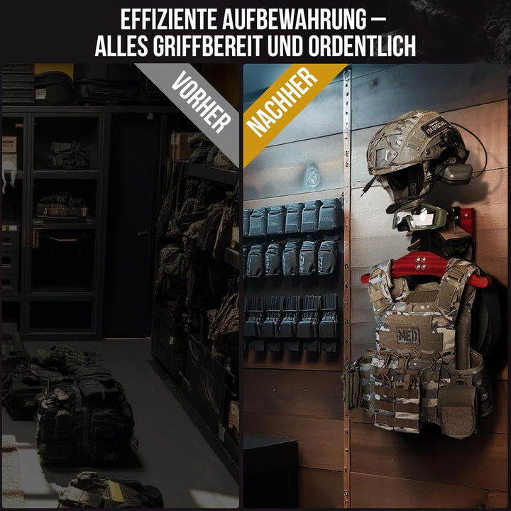 OneTigris Motorrad Garderobe Wand Ver. 2.0 – Helmhalterung & Westenhalter für Helm, Lederkombi & Mot