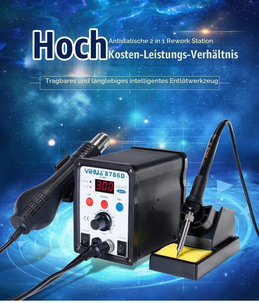 YiHUA 8786D: Alles in Einem Lötstation Löt-, Entlötstation 700W 3 Düsen