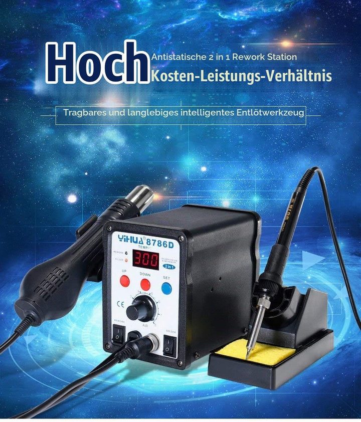 YiHUA 8786D: Alles in Einem Lötstation Löt-, Entlötstation 700W 3 Düsen