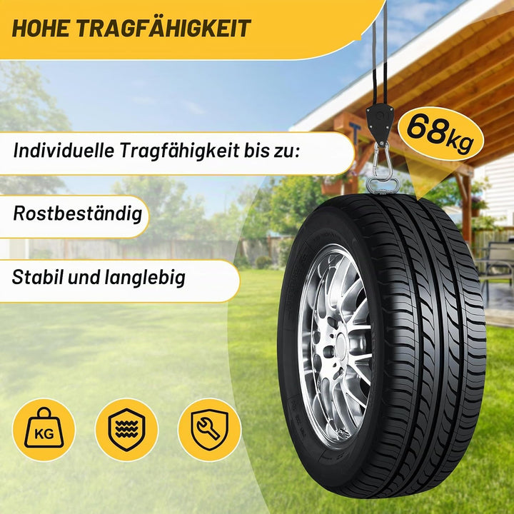 Votoko Seilratsche mit Haken, 12 Stück Winddichtes Outdoor Seil mit Ratsche mit 150 lbs Tragkraft, 1