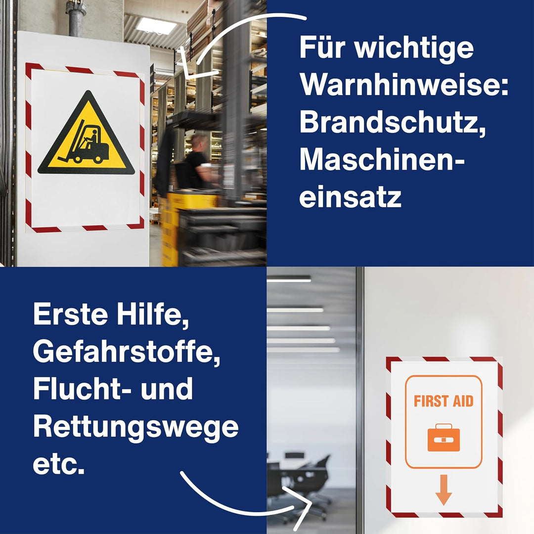 magnetoplan 1131446 Magnetofix Safety Magnetrahmen 5 Stk. A4 rot-weiss
