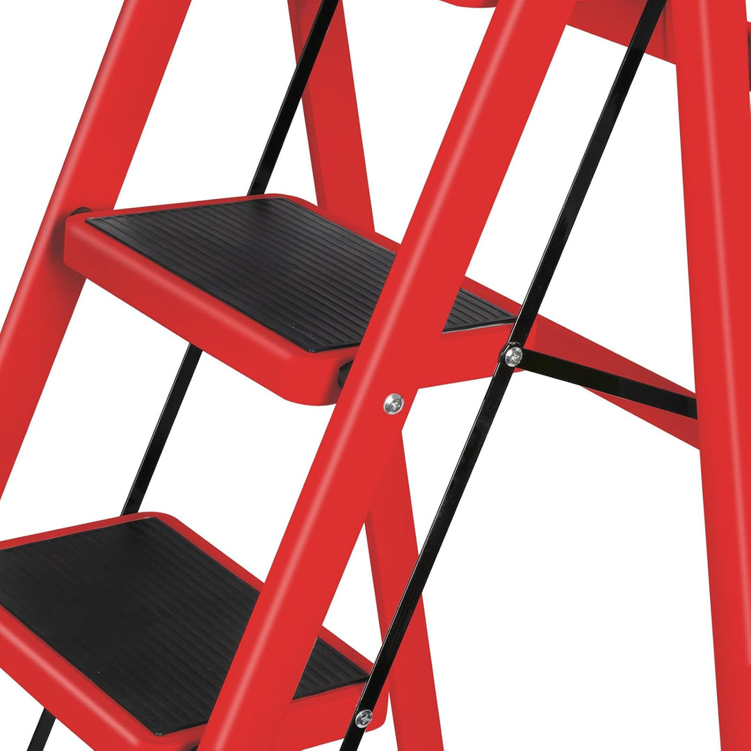 Haushaltsleiter, 3 Stufen, Aluminium, mit Handläufen, 150 kg, Aluminiumleiter, Multifunktionsleiter