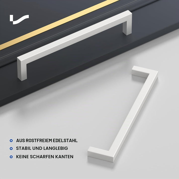 LONTAN 15 Stück Schrankgriffe Weiss Möbelgriffe 160mm lochabstand Möbelgriffe Weiss Griffe für Küche