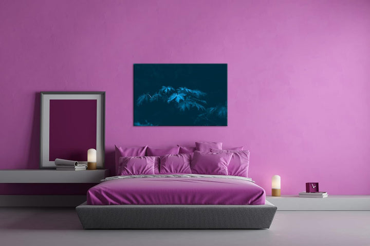 deyoli bezaubernder roter Ahornzweig Format 80x60 Effekt: Monocrome Blau als Leinwandbild, Motiv fer