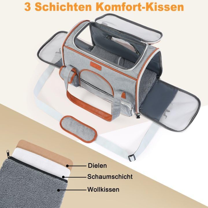Demigreat Faltbare Transporttasche für Katze Hunde bis 7 kg, Atmungsaktiv Transportbox für Mitte Kle
